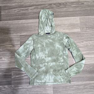 Patagonia Fleece Synchilla Pullover Hoodie Womans Size M Green Pink Pocket